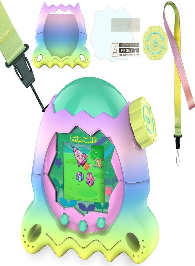 RAWECUD Silicone Case for Tamagotchi Paradise Electronic Pets Toy, Screen Protector and Lanyard for Tamagotchi Paradise Virtual Pet Accessories (Rainbow) - Image 1